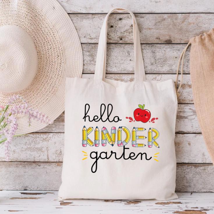 Hello Kindergarten Back To School Cute First Day Kids School Canvas Tote Bag Hello Kindergarten Back To School Cute First Day Kids School Canvas Tote Bag