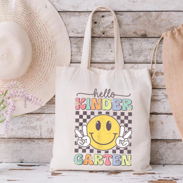 Hello Kindergarten Hippie Smile Face Back To School Canvas Tote Bag Hello Kindergarten Hippie Smile Face Back To School Canvas Tote Bag