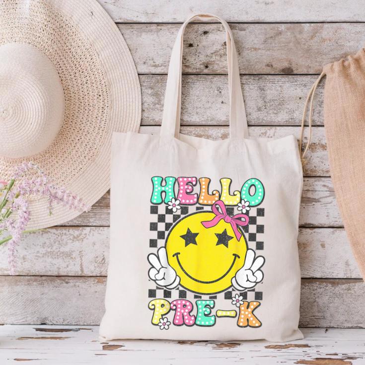 Hello Pre-K Coquette Bow Back To School Preschool Girl Canvas Tote Bag