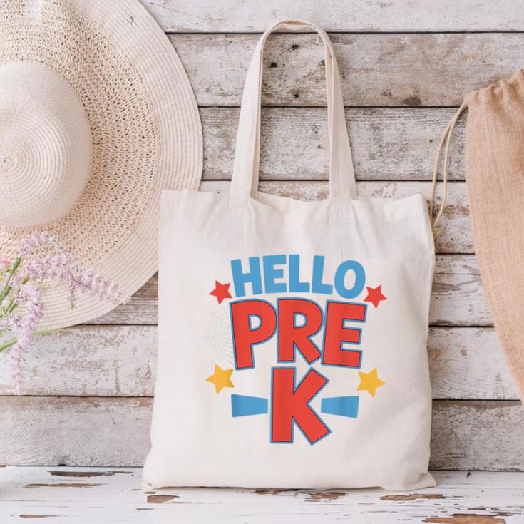 Hello Pre-K Preschool Squad Spider Back To School First Day Canvas Tote Bag Hello Pre-K Preschool Squad Spider Back To School First Day Canvas Tote Bag