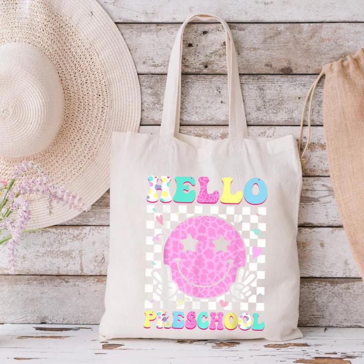 Hello Preschool Groovy Back To School Pre-K Team Girls Kids Canvas Tote Bag Hello Preschool Groovy Back To School Pre-K Team Girls Kids Canvas Tote Bag