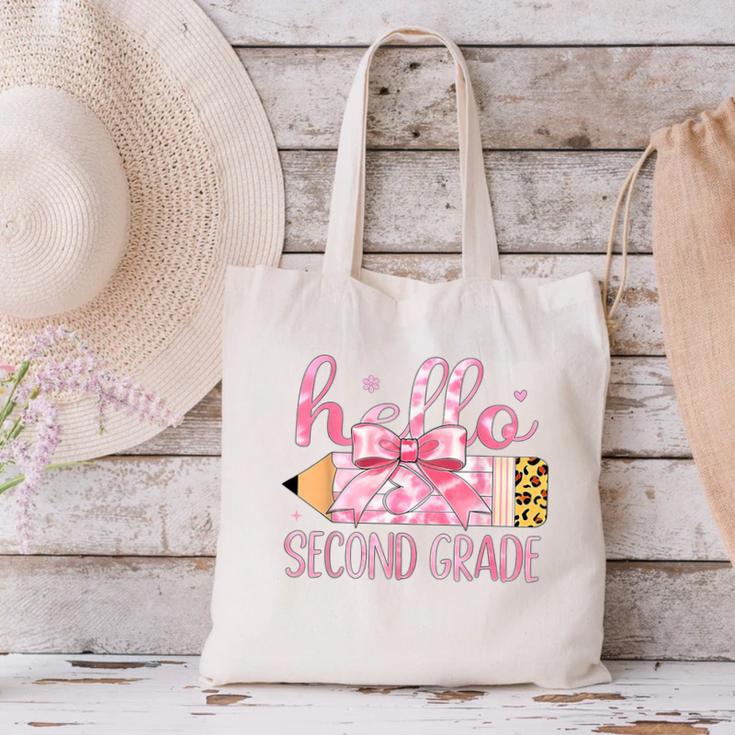 Hello Second Grade Pencil Tie Dye Coquette Back To School Canvas Tote Bag Hello Second Grade Pencil Tie Dye Coquette Back To School Canvas Tote Bag