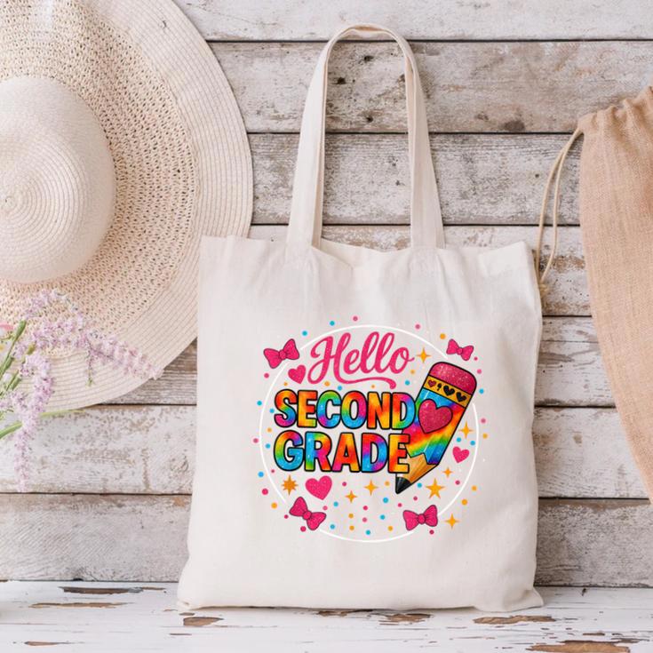 Hello Second Grade Tie Dye Pencil Back To School 2nd Grade Canvas Tote Bag