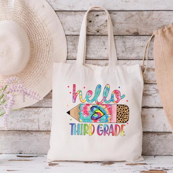 Hello Third Grade Pencil Tie Dye Back To School 3rd Grade Canvas Tote Bag