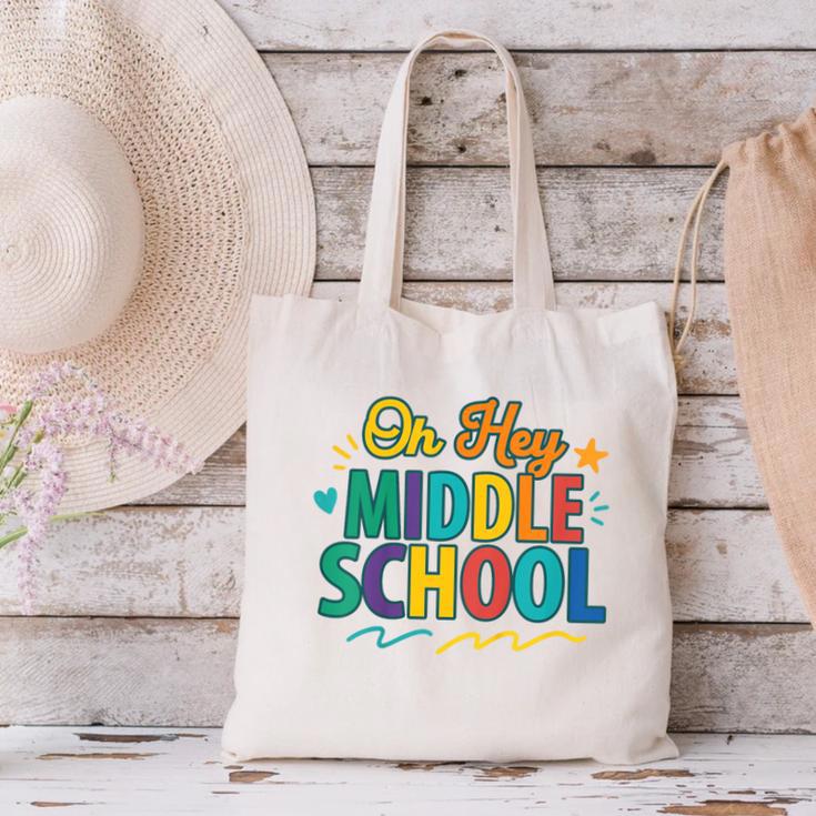 Hey Middle School First Day Back To School Students Canvas Tote Bag Hey Middle School First Day Back To School Students Canvas Tote Bag