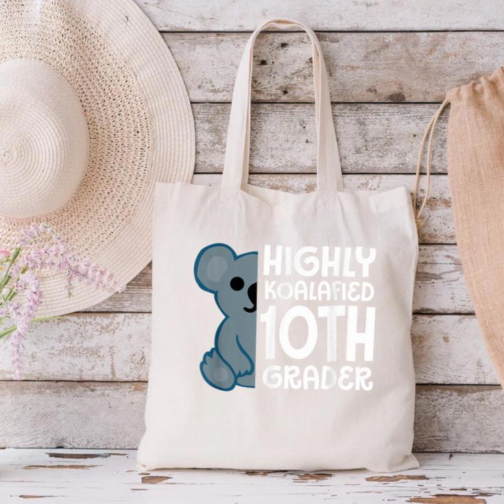 Highly Koalafied 10th Grader Koala Back To School Canvas Tote Bag Highly Koalafied 10th Grader Koala Back To School Canvas Tote Bag