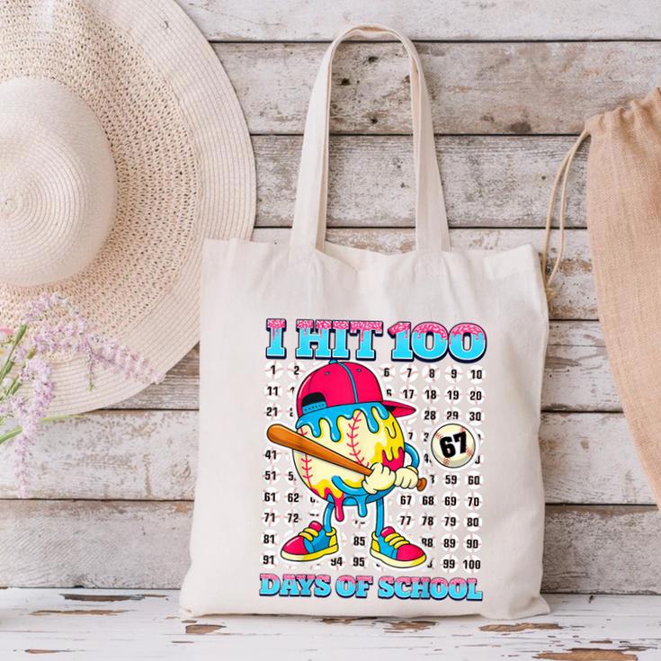 I Hit 100 Days Of School 67 Drip Baseball Boys Kids Canvas Tote Bag I Hit 100 Days Of School 67 Drip Baseball Boys Kids Canvas Tote Bag