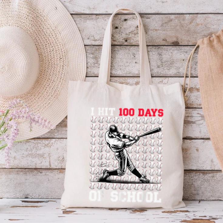 I Hit 100 Days Of School Baseball 100th Day Boys Kids Canvas Tote Bag I Hit 100 Days Of School Baseball 100th Day Boys Kids Canvas Tote Bag