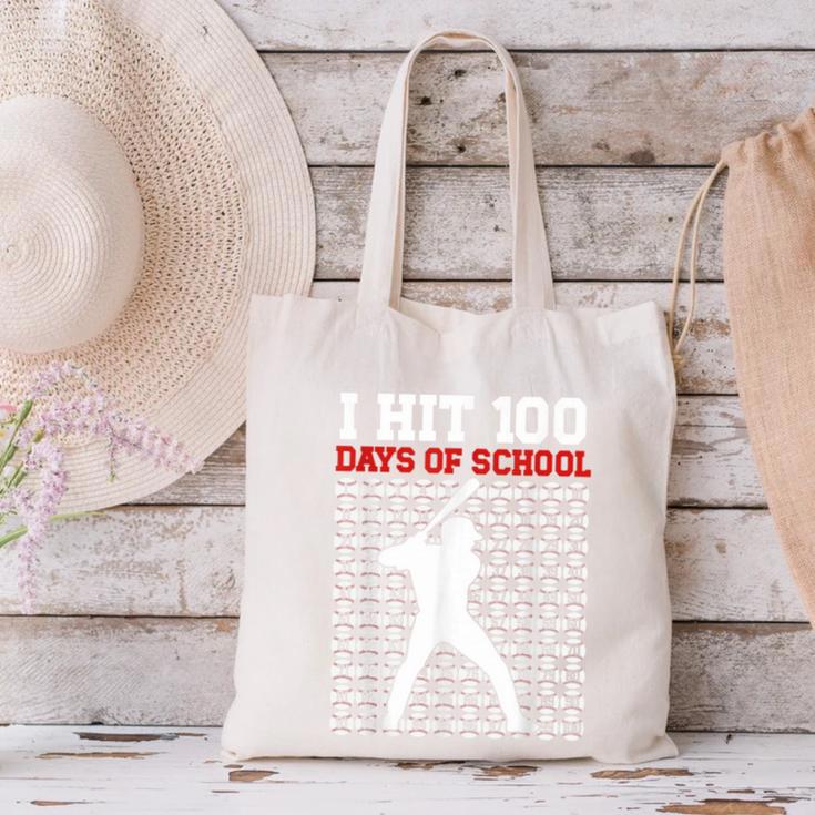 I Hit 100 Days Of School Baseball 100 Day Of School Canvas Tote Bag I Hit 100 Days Of School Baseball 100 Day Of School Canvas Tote Bag