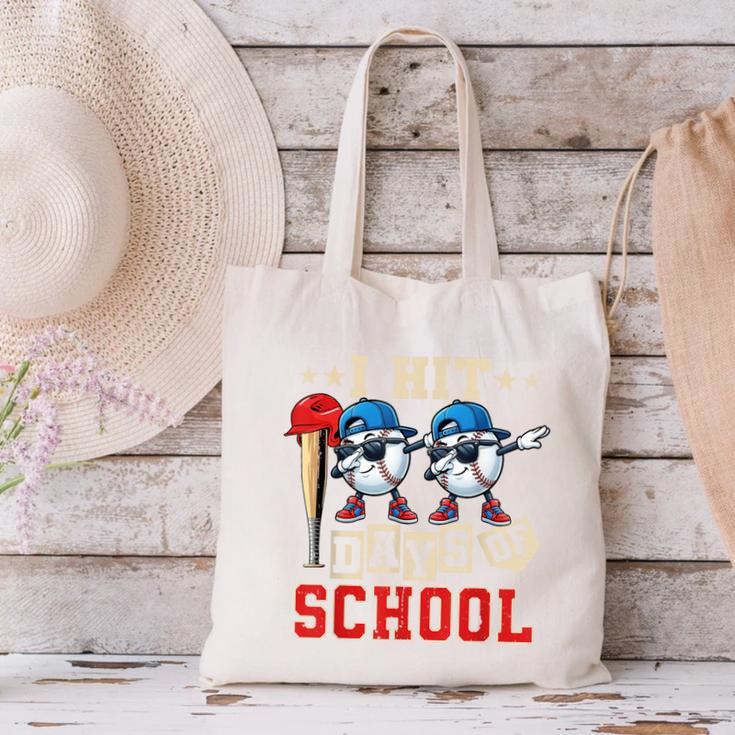 I Hit 100 Days Of School Baseball Kids Boy Teacher 100th Day Canvas Tote Bag I Hit 100 Days Of School Baseball Kids Boy Teacher 100th Day Canvas Tote Bag