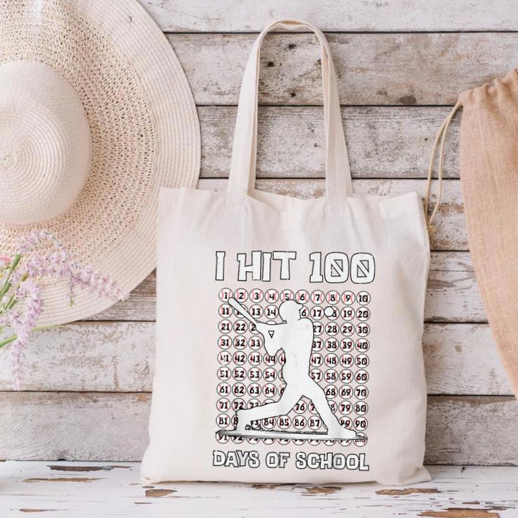 I Hit 100 Days Of School Baseball Player 100th Day Boys Kids Canvas Tote Bag