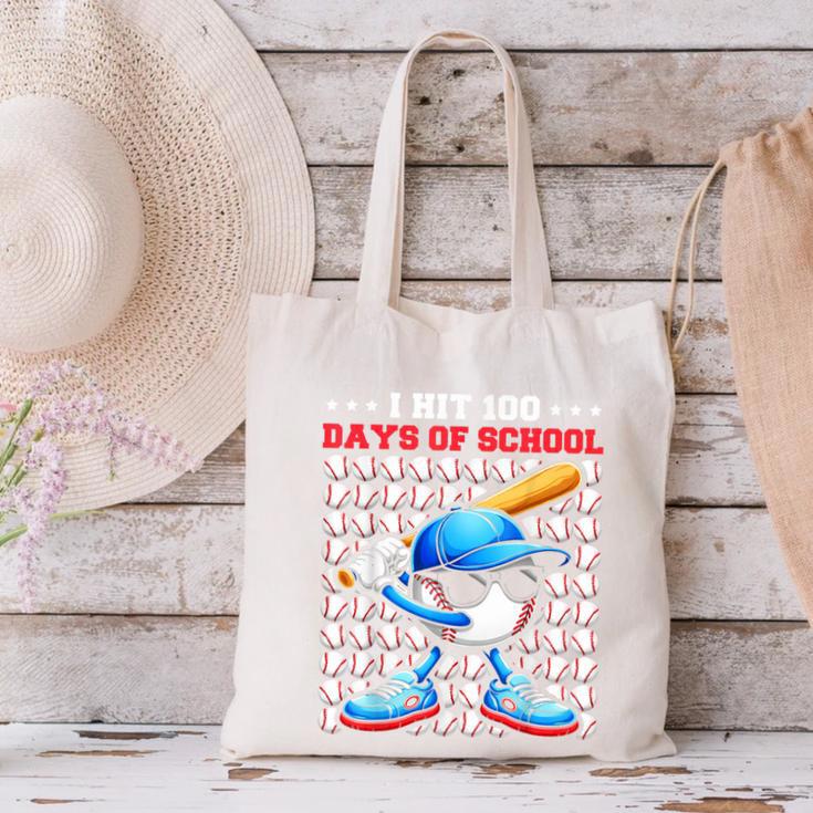 I Hit 100 Days Of School Baseball Player Kids Boys Son Canvas Tote Bag I Hit 100 Days Of School Baseball Player Kids Boys Son Canvas Tote Bag