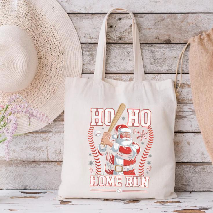 Ho Ho Home Run Baseball Christmas Holiday Sports Santa Canvas Tote Bag