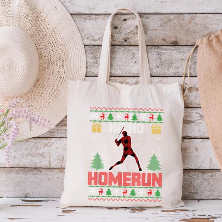 Ho Ho Homerun Xmas Sports Player Baseball Ugly Christmas Canvas Tote Bag Ho Ho Homerun Xmas Sports Player Baseball Ugly Christmas Canvas Tote Bag
