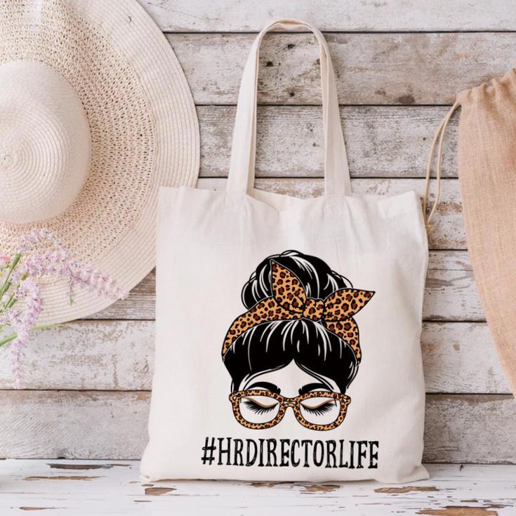 HR Director Leopard Messy Bun Appreciation Back To School Performance Canvas Tote Bag