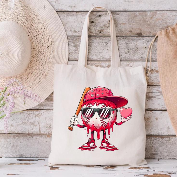 Ice Cream Drip Baseball Valentine's Day Spots Baseball Drip Canvas Tote Bag Ice Cream Drip Baseball Valentine's Day Spots Baseball Drip Canvas Tote Bag