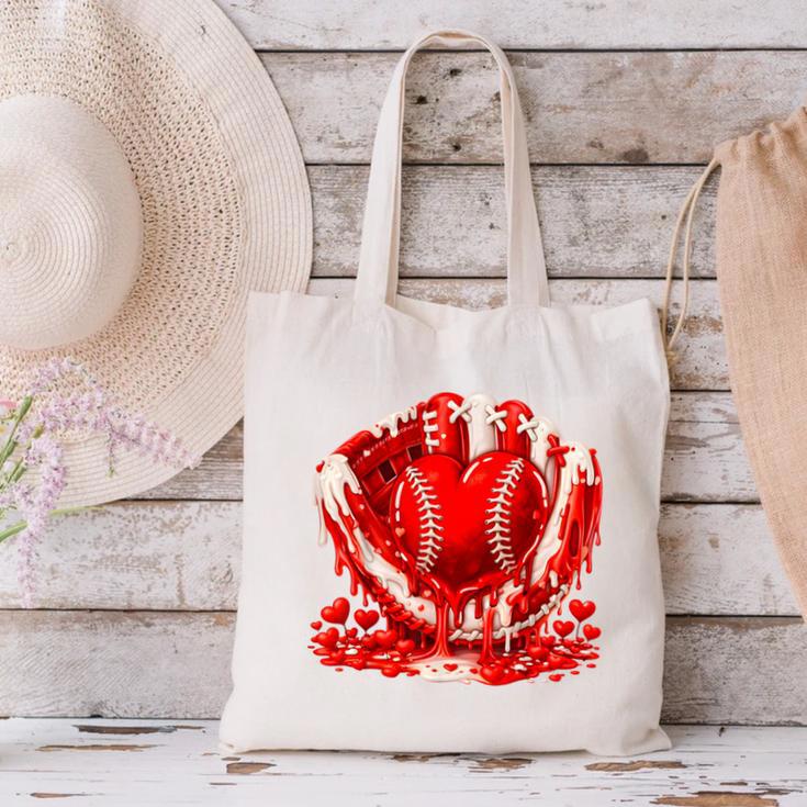 Ice Cream Drip Heart Valentines Day Baseball Boys Youth Kids Canvas Tote Bag Ice Cream Drip Heart Valentines Day Baseball Boys Youth Kids Canvas Tote Bag