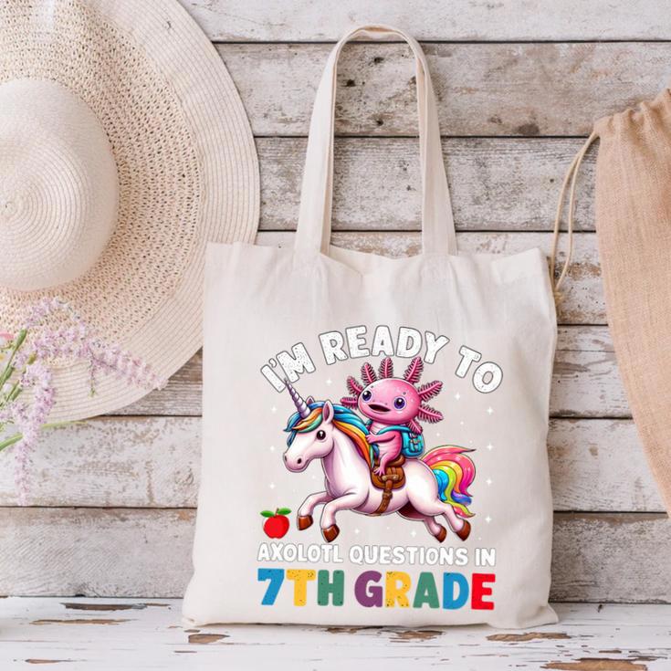 I'm Ready To Axolotl Questions In 7th Grade Back To School Premium Tri-Blend Canvas Tote Bag I'm Ready To Axolotl Questions In 7th Grade Back To School Premium Tri-Blend Canvas Tote Bag