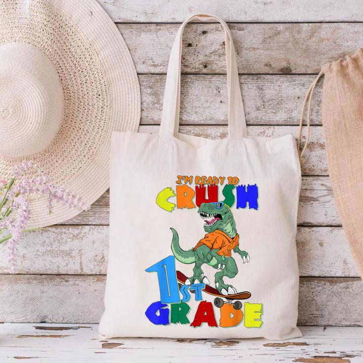 I'm Ready To Crush 1st Grade Dinosaur Back To School T-Rex Canvas Tote Bag I'm Ready To Crush 1st Grade Dinosaur Back To School T-Rex Canvas Tote Bag