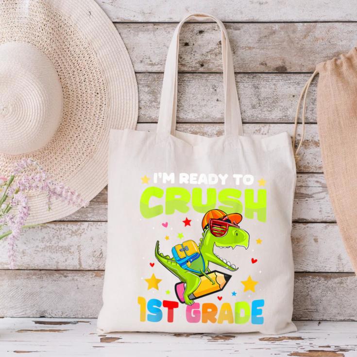I'm Ready To Crush 1st Grade Dinosaurs Back To School Kids Canvas Tote Bag I'm Ready To Crush 1st Grade Dinosaurs Back To School Kids Canvas Tote Bag