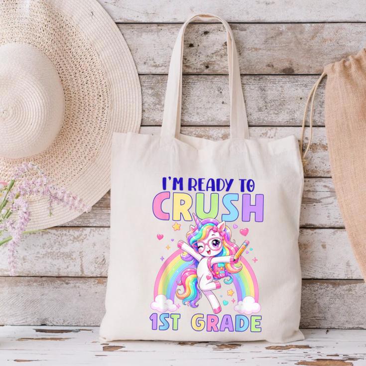 I'm Ready To Crush 1st Grade Unicorn Girls Back To School Canvas Tote Bag