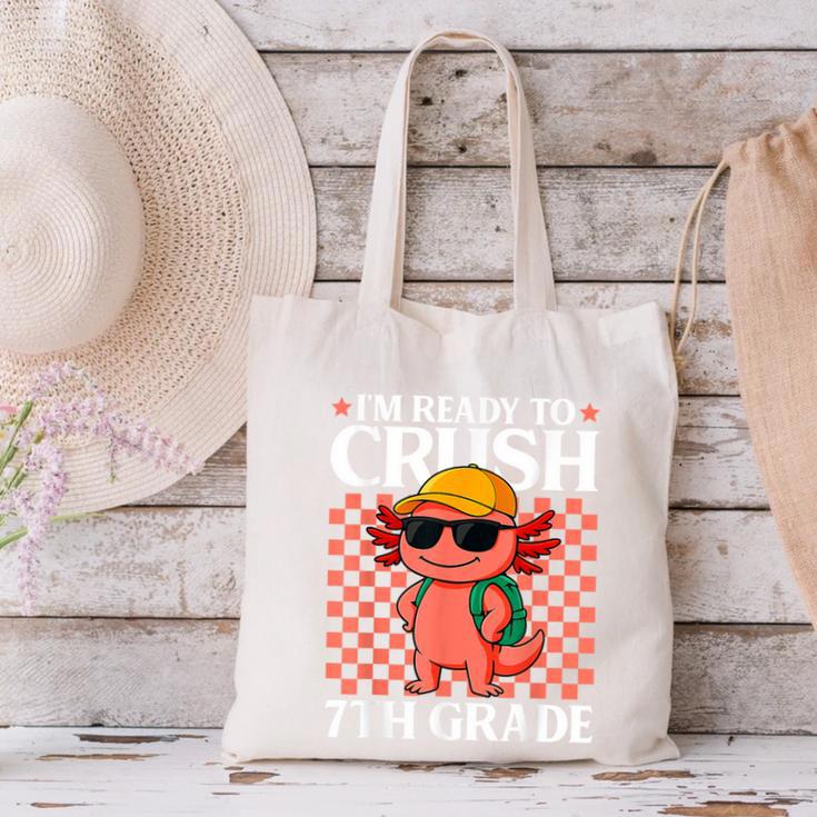 I'm Ready To Crush 7th Grade Axolotl Back To School Canvas Tote Bag