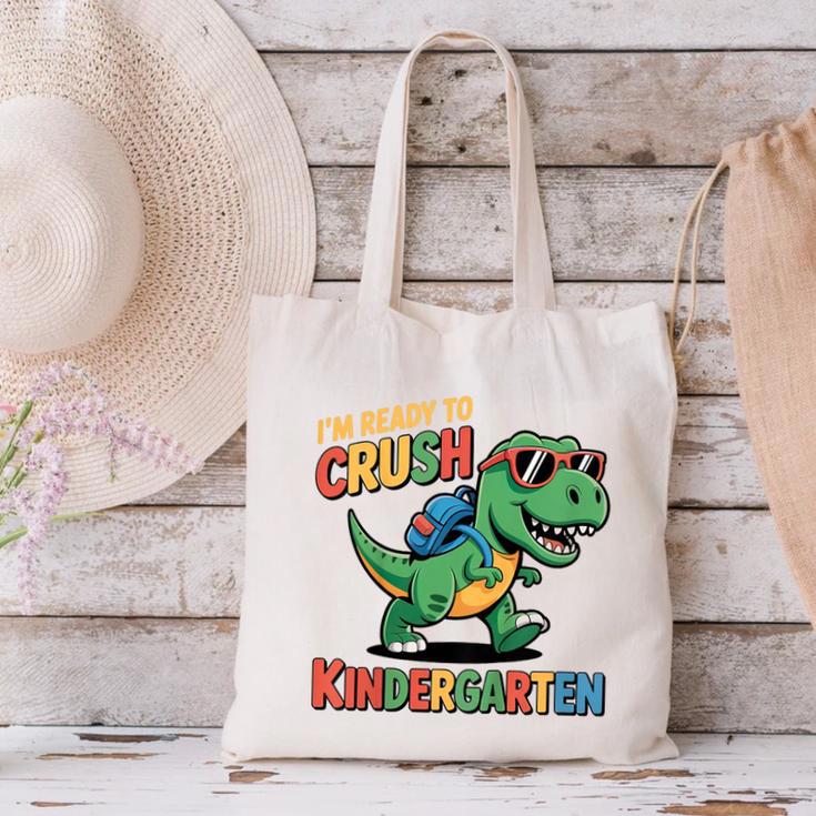 I'm Ready To Crush Kindergarten T-Rex Back To School Dino Canvas Tote Bag I'm Ready To Crush Kindergarten T-Rex Back To School Dino Canvas Tote Bag