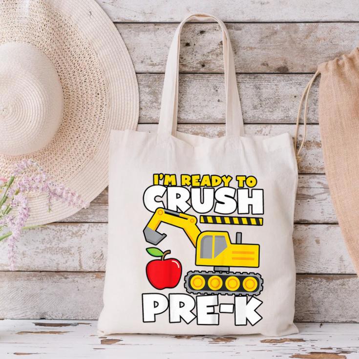 I'm Ready To Crush Pre-K Excavator Back To School Boys Canvas Tote Bag I'm Ready To Crush Pre-K Excavator Back To School Boys Canvas Tote Bag