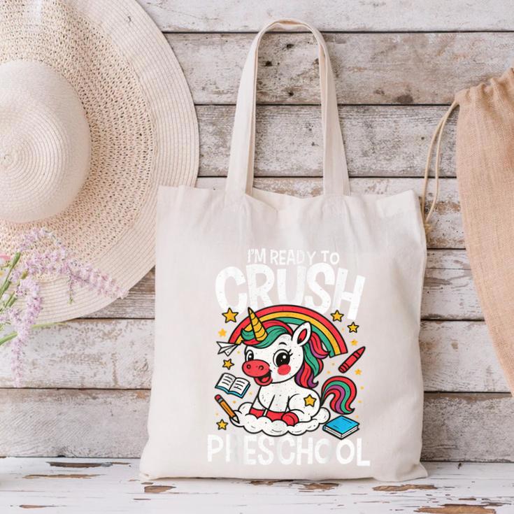 I'm Ready To Crush Preschool Unicorn Back To School Girls Canvas Tote Bag