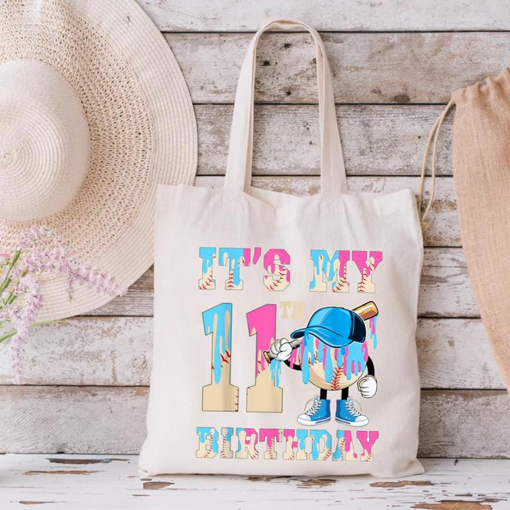 It's My 11th Birthday Baseball Ice Cream Drip Theme Canvas Tote Bag It's My 11th Birthday Baseball Ice Cream Drip Theme Canvas Tote Bag