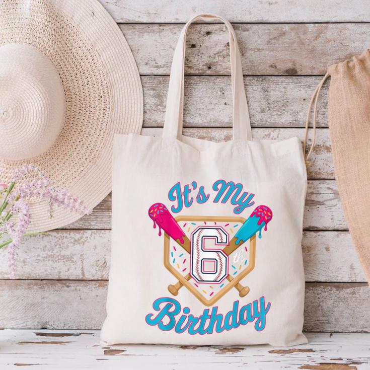 It's My 6th Birthday Baseball Fan Fun Party Celebration Canvas Tote Bag It's My 6th Birthday Baseball Fan Fun Party Celebration Canvas Tote Bag