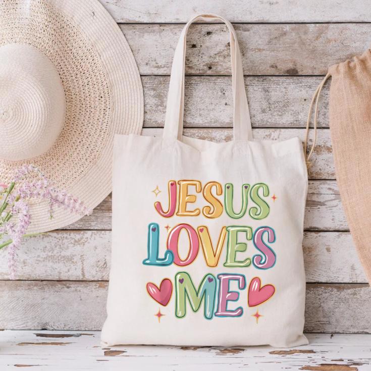 Jesus Loves Me Christian Kids Back To School Canvas Tote Bag Jesus Loves Me Christian Kids Back To School Canvas Tote Bag