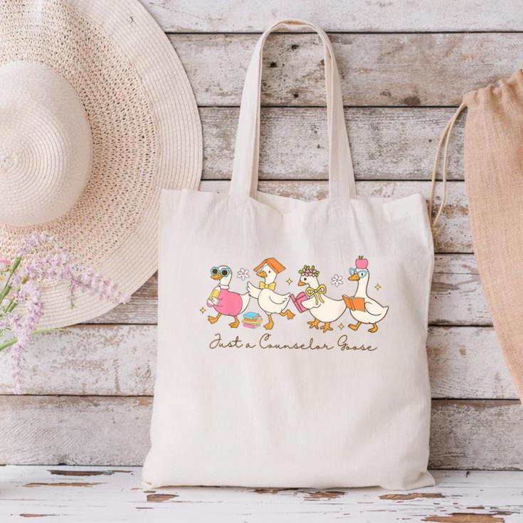 Just a Counselor Goose Back To School Silly Goose Counselor Canvas Tote Bag Just a Counselor Goose Back To School Silly Goose Counselor Canvas Tote Bag