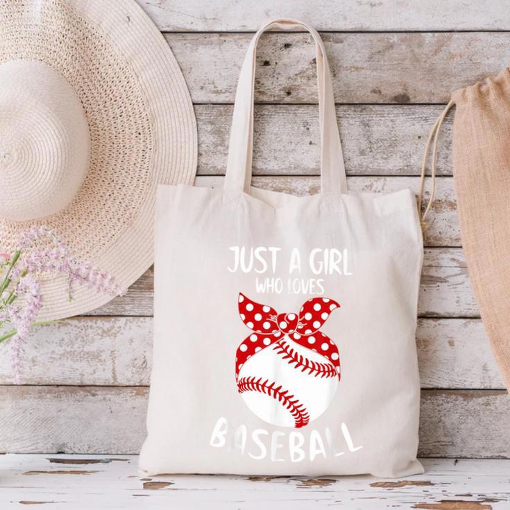 Just A Girl Who Loves Baseball Cute Retro Baseball Lover Canvas Tote Bag