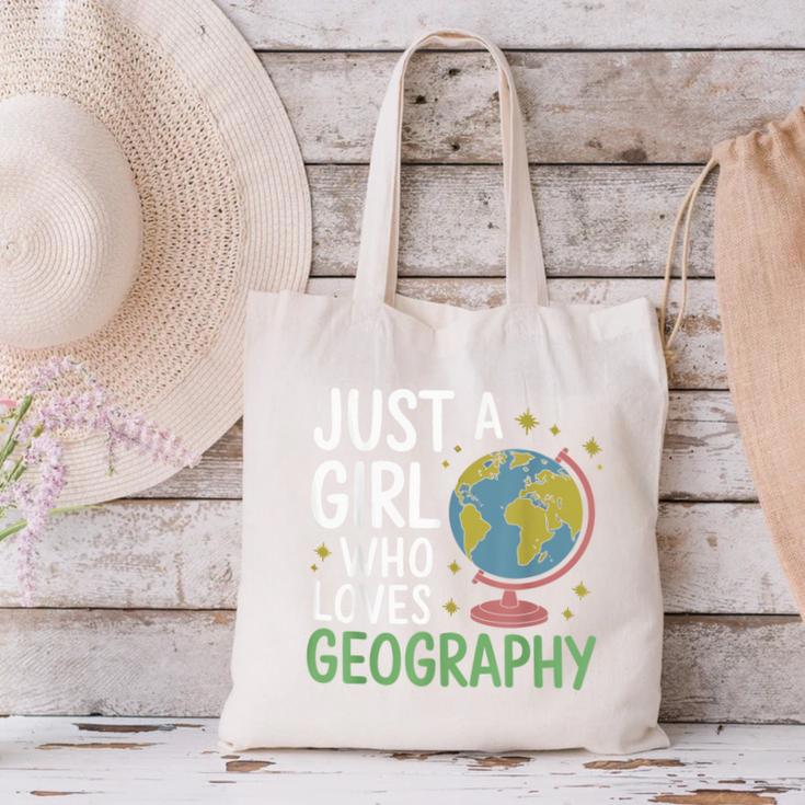 Just a Girl Who Loves Geography Back To School Kids Girls Canvas Tote Bag