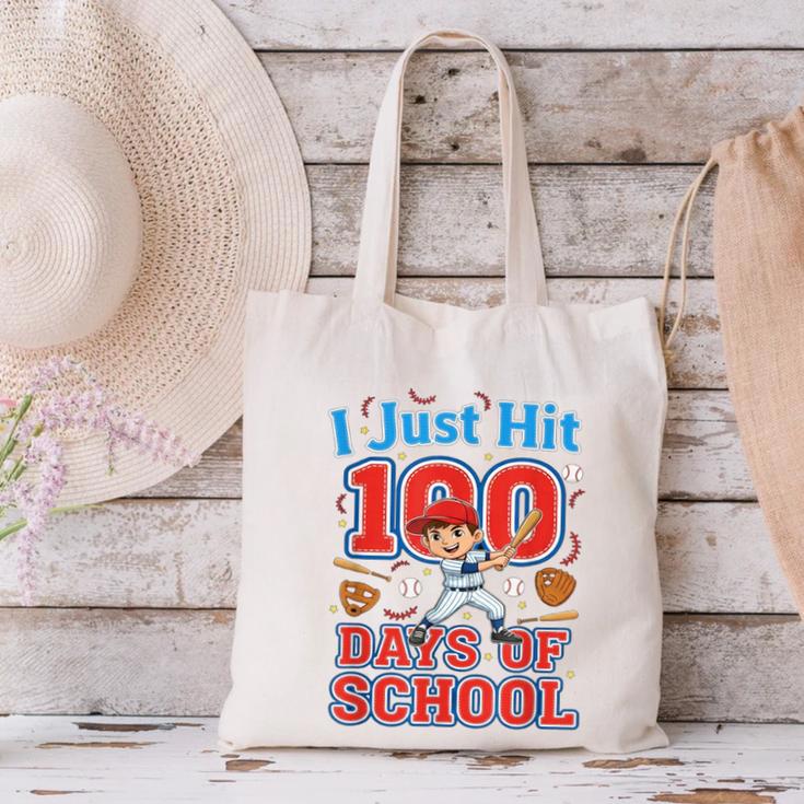 I Just Hit 100 Days Of School Baseball 100th Day Boys Kids Canvas Tote Bag