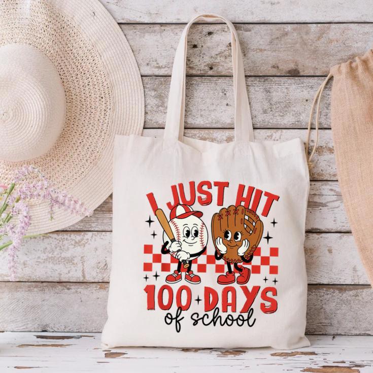 I Just Hit 100 Days Of School Baseball 100th Day Teacher Kid Canvas Tote Bag I Just Hit 100 Days Of School Baseball 100th Day Teacher Kid Canvas Tote Bag