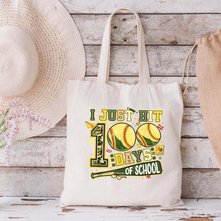 I Just Hit 100 Days Of School Baseball Teacher Boy Girl Kid Canvas Tote Bag I Just Hit 100 Days Of School Baseball Teacher Boy Girl Kid Canvas Tote Bag