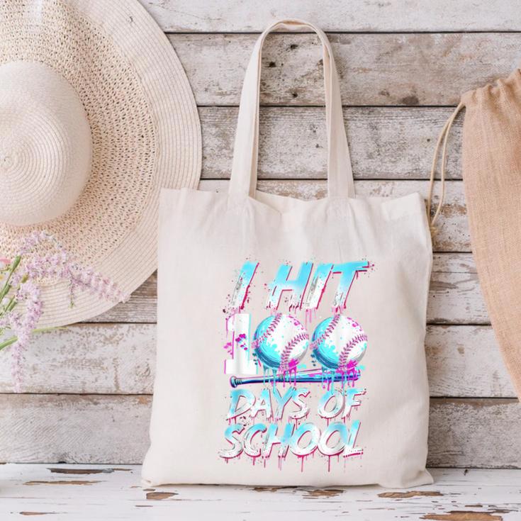 Kids 100 Days Of School 100th Day Baseball Ice Cream Drip Canvas Tote Bag Kids 100 Days Of School 100th Day Baseball Ice Cream Drip Canvas Tote Bag