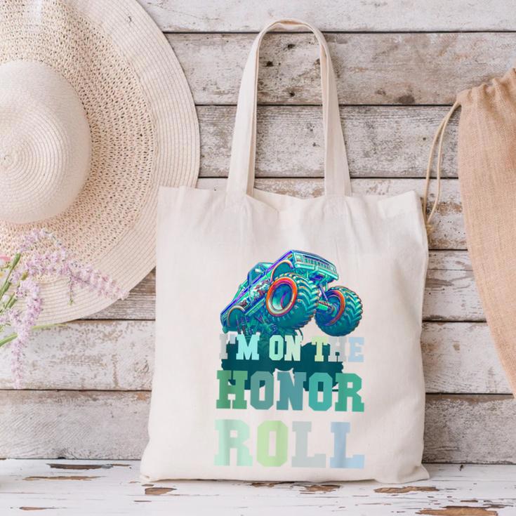 Kids I'M ON HONOR ROLL Monster Trucks Back To School Bruh Canvas Tote Bag Kids I'M ON HONOR ROLL Monster Trucks Back To School Bruh Canvas Tote Bag