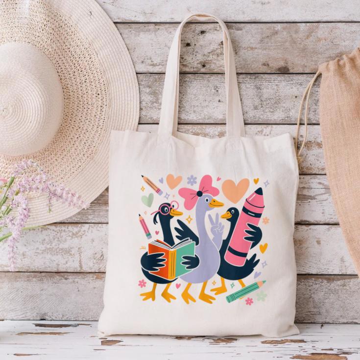 Kindergarten 1st Grade Goose Back To School Girls Canvas Tote Bag