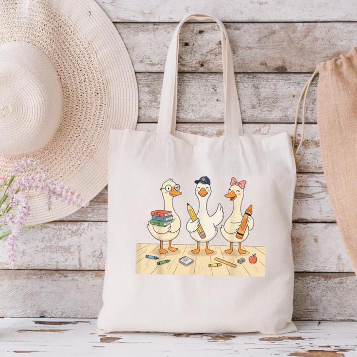 Kindergarten 1st Grade Goose Back To School Kids Canvas Tote Bag