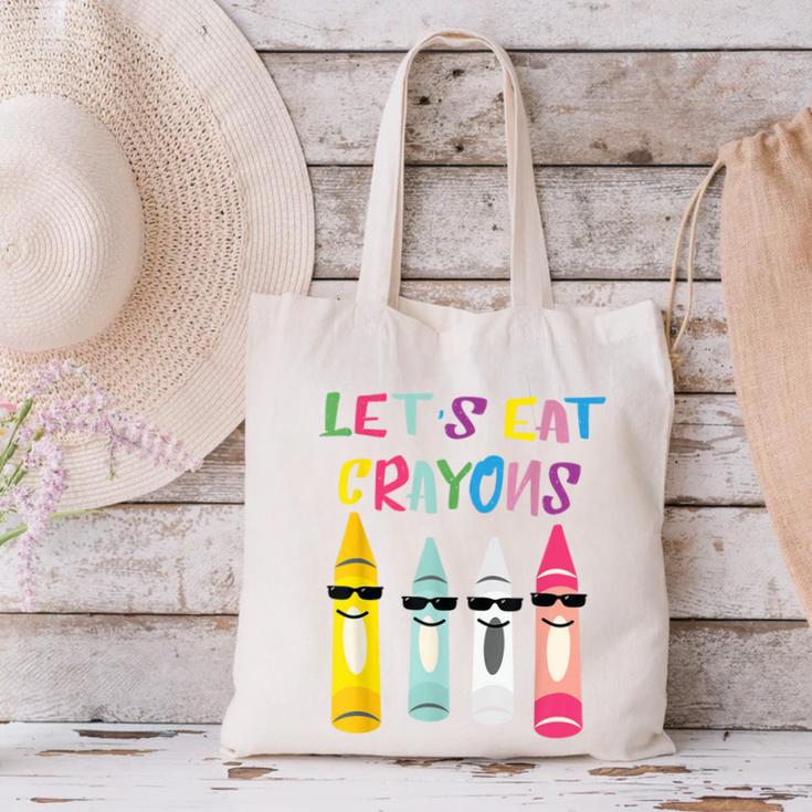 Kindergarten Back To School Crayons Let's Eat Crayon Canvas Tote Bag