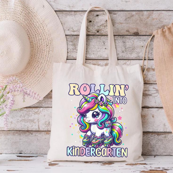 Kindergarten Back To School First Day Girls Rollin Unicorn Canvas Tote Bag