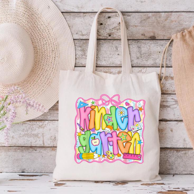Kindergarten Coquette Bow Back To School Kinder Girl Kids Canvas Tote Bag Kindergarten Coquette Bow Back To School Kinder Girl Kids Canvas Tote Bag