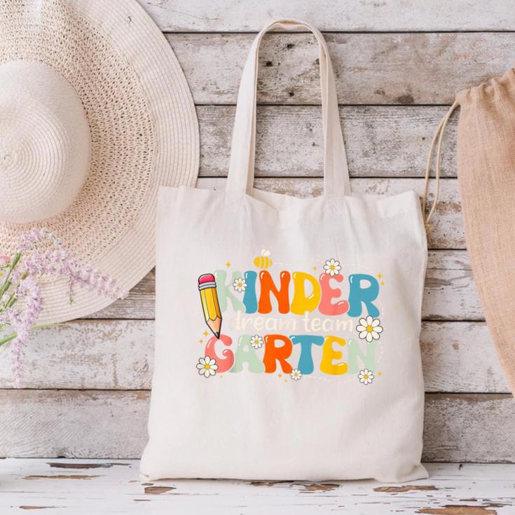 Kindergarten Dream Team Groovy Retro Children Back To School Canvas Tote Bag