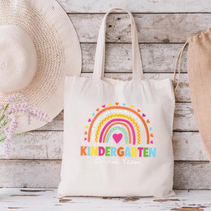 Kindergarten Dream Team Rainbow Welcome Back To School Canvas Tote Bag Kindergarten Dream Team Rainbow Welcome Back To School Canvas Tote Bag