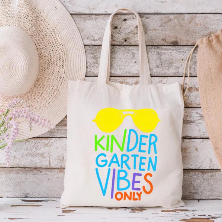 Kindergarten Vibes Only Glow Sunglasses Back To School Canvas Tote Bag Kindergarten Vibes Only Glow Sunglasses Back To School Canvas Tote Bag