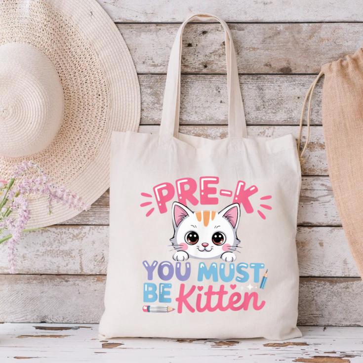 Kitten Back To School Girls Preschool Cat Lover Canvas Tote Bag Kitten Back To School Girls Preschool Cat Lover Canvas Tote Bag