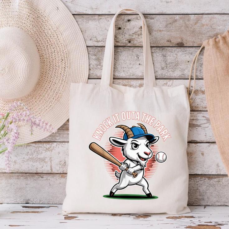 Knock It Outa The Park Baseball Goat Home Run Canvas Tote Bag Knock It Outa The Park Baseball Goat Home Run Canvas Tote Bag